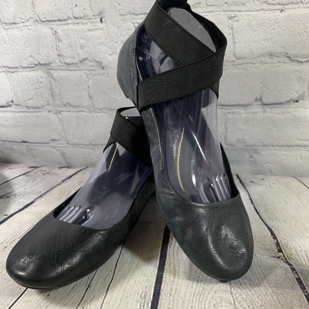 Kenneth Cole Reaction Pro Time Shoes Size 9 Charcoal Grey Leather Ballet Flat